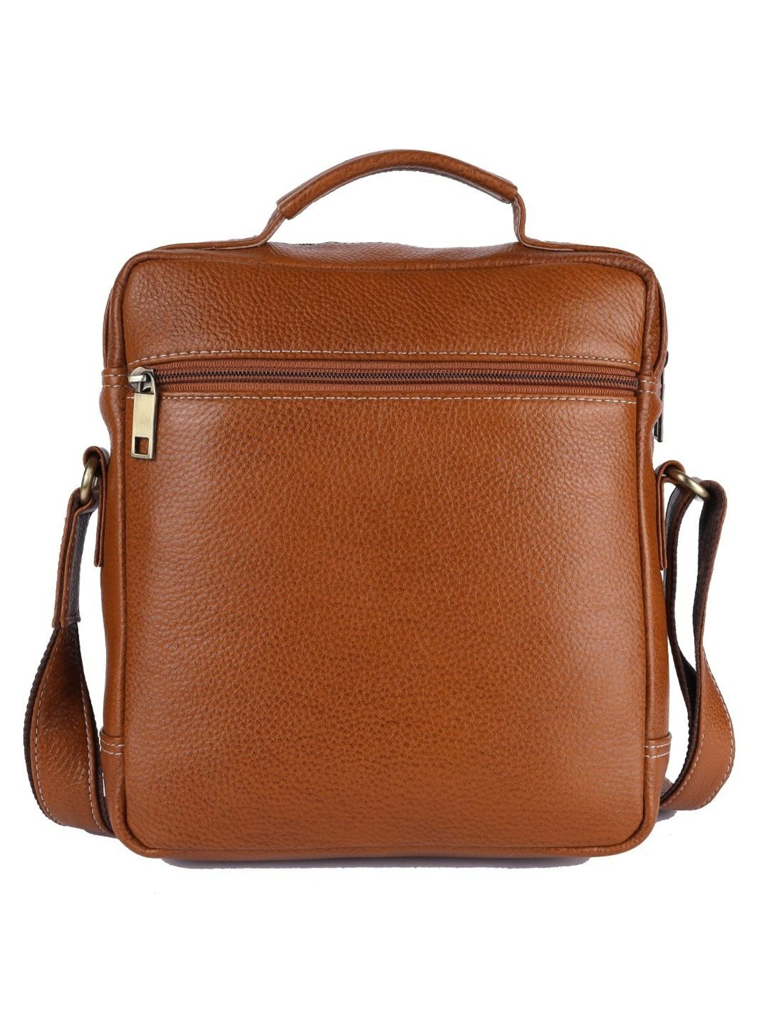 HiLEDER Brown Textured Medium Leather 9.5 inch Cross Body Bag