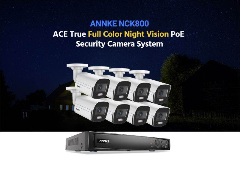 ANNKE 4MP NCK800 ACE True Full Color Night Vision PoE Security Camera System - No Hdd