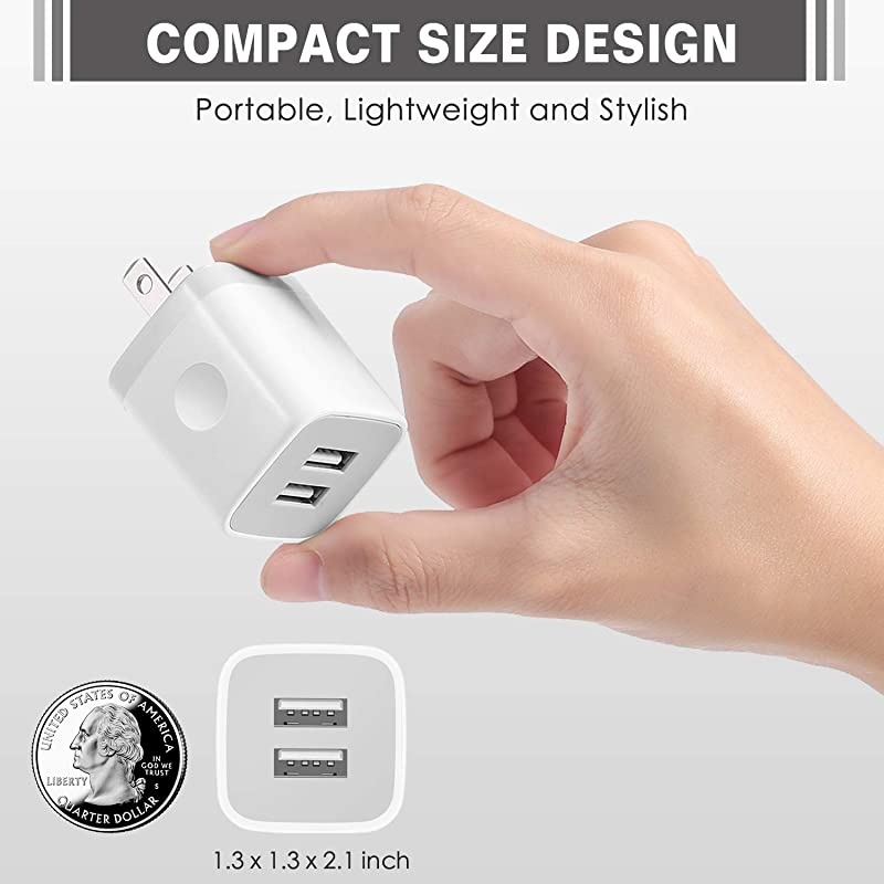 USB Wall Charger 5Pack 21A5V Dual Port USB Cube Power Adapter Charger Plug Charging Block Compatible with iPhone 11Xs MaxXRX88 Plus76S6 Plus Samsung LG Moto Android Cell Phones