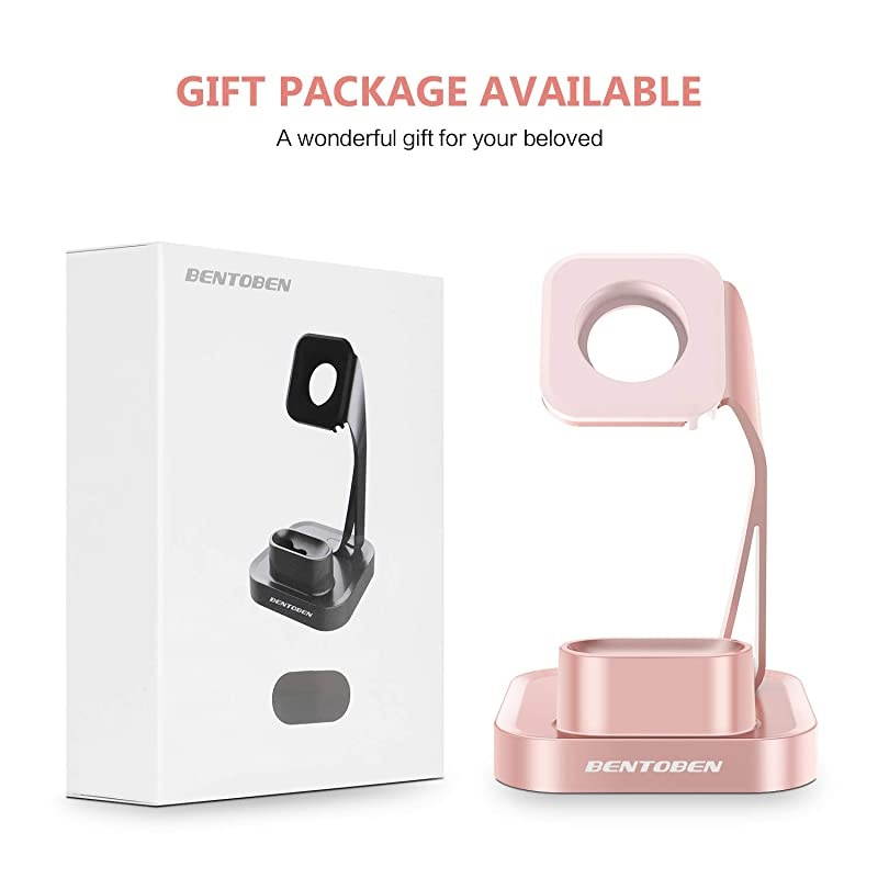 2 in 1 Charging Stand for Apple Watch Series 5Series 4Series 321 Charging Dock for AirPods 21Desk Stand for iWatch 38mm40mm42mm44mm Night Stand ModeRose Gold