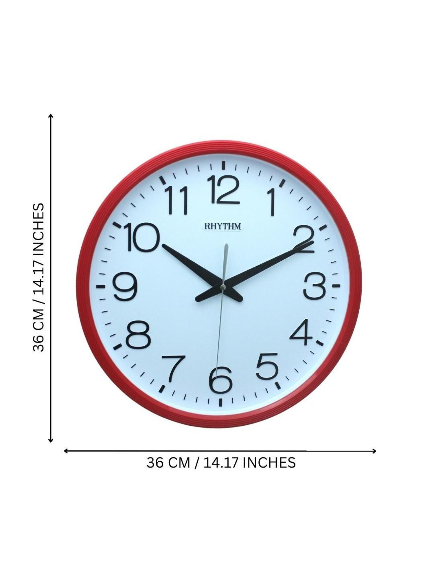 RHYTHM Elegant Round Red Plastic Wall Clock