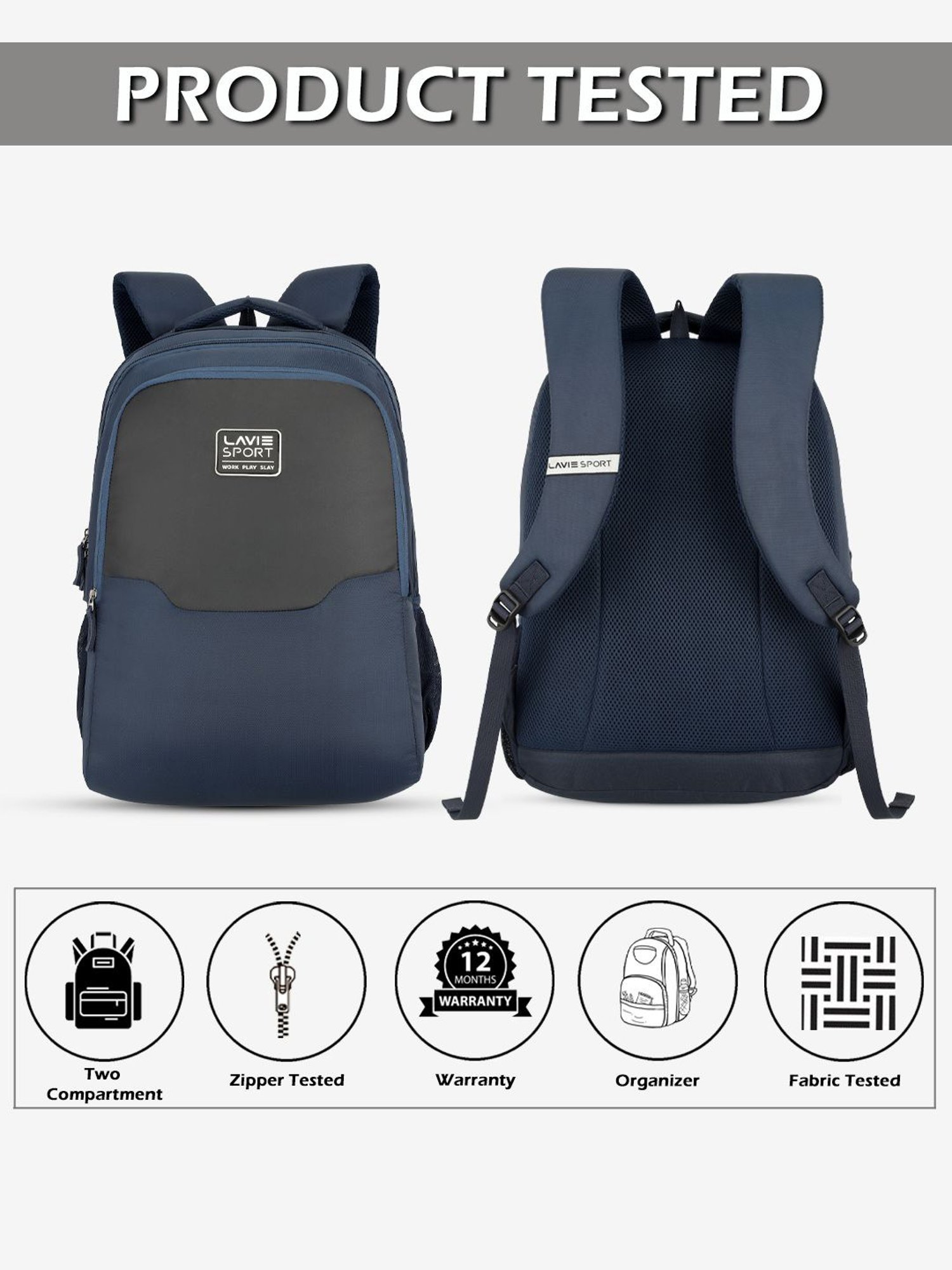 Lavie Sport Urban Navy Polyester Solid Laptop Backpack - 31 Ltrs