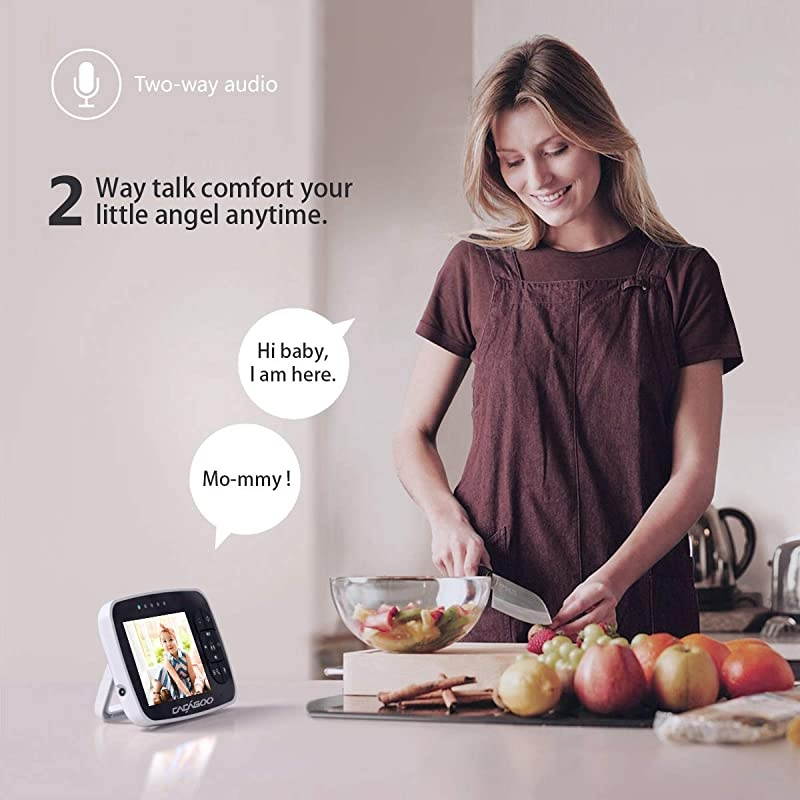 Video Baby Monitor with Remote Camera PanTiltZoom 35quot Color LCD Screen Temperature Display Lullaby Two Way Audio with Wall Mount Kit