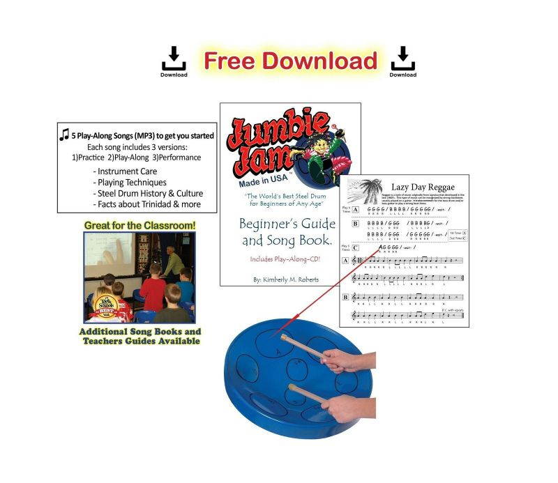 Panyard Jumbie Jam Steel Ready to Play Kit-Blue G-Major with Table Top Stand-...