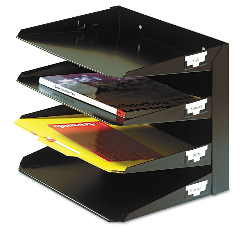 Steelmaster Multi-Tier Horizontal Letter Organizers Four Tier Steel Black 264R4HBK
