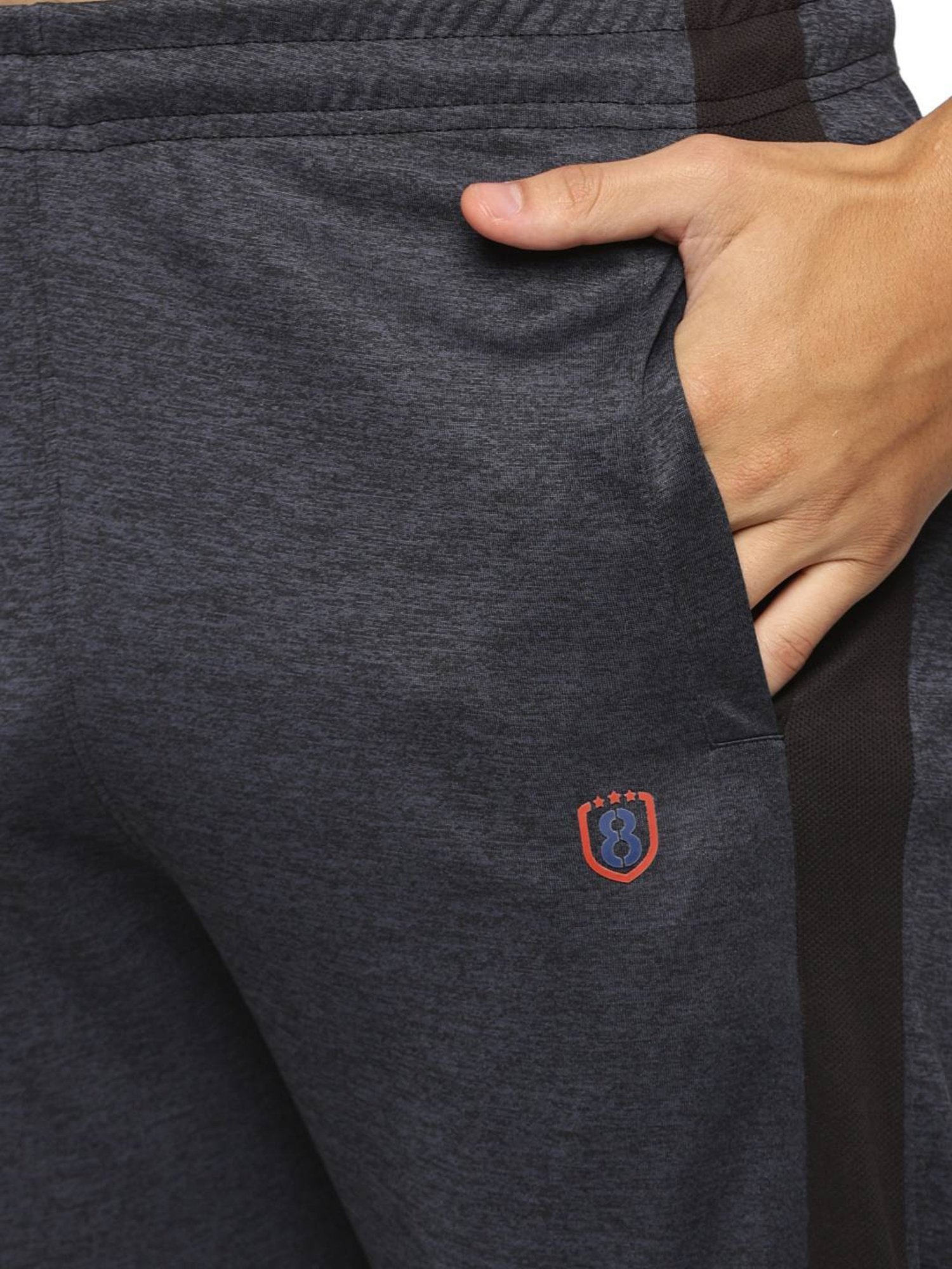 Domin8 Black Slim Fit Texture Trackpants