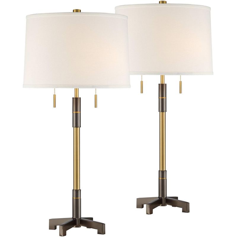 Possini Euro Design Moira Two-Tone Brass and Black Modern Table Lamps Set of 2