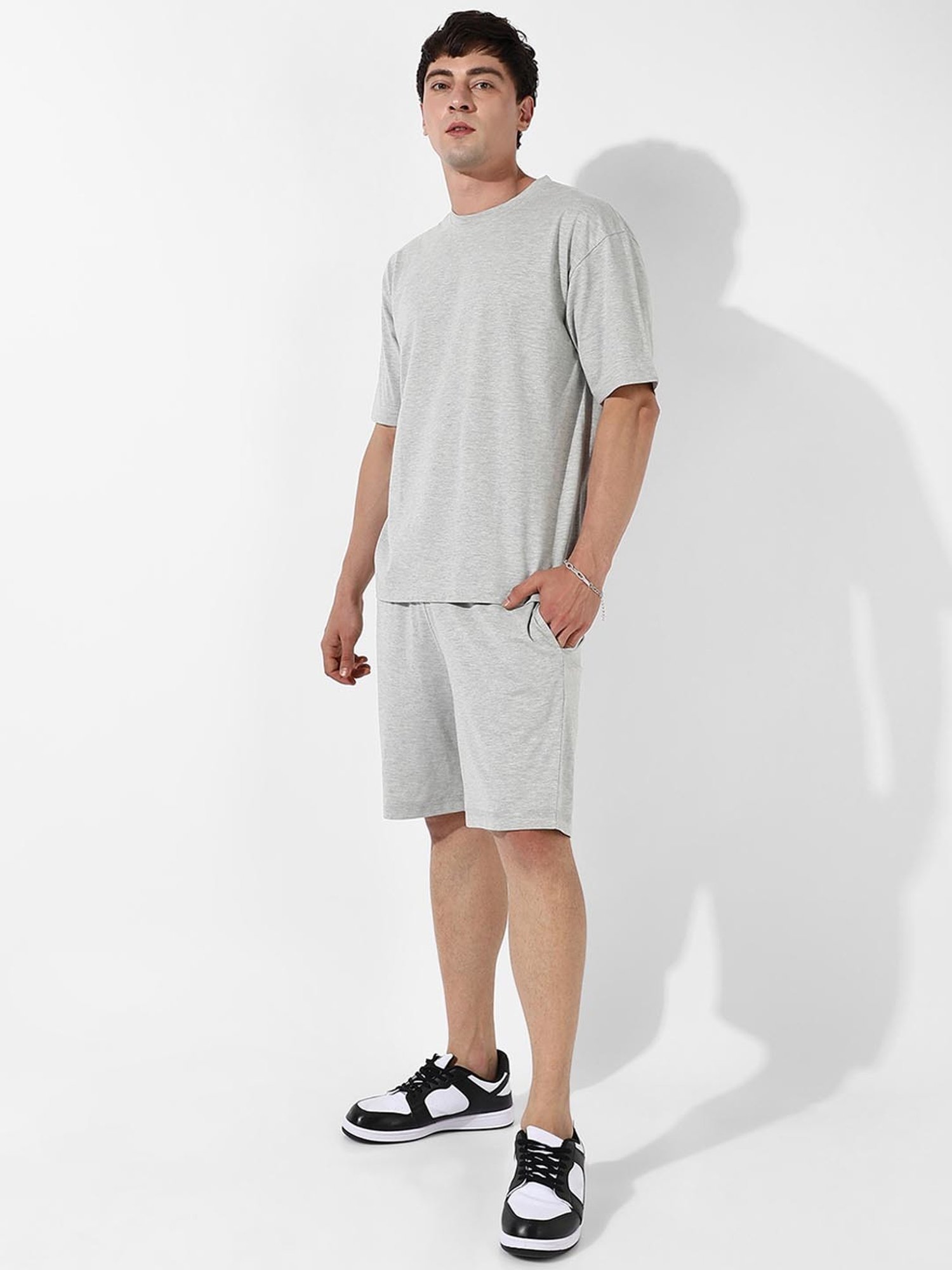 Campus Sutra Grey Regular Fit Burning Rose Printed Co-Ord Set