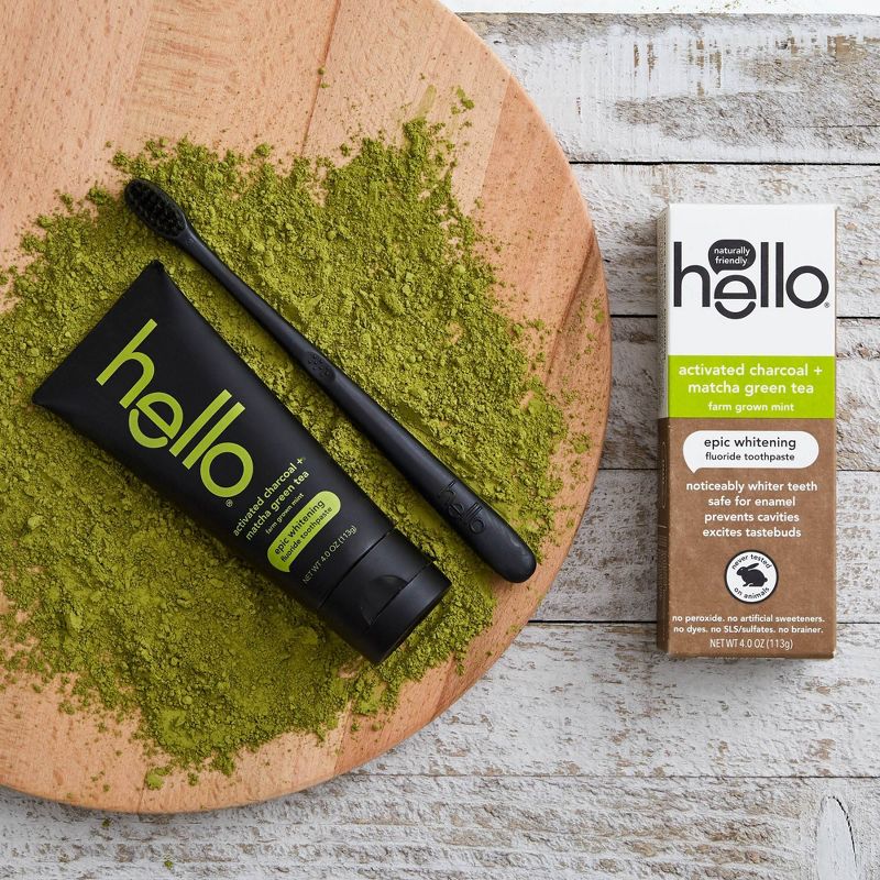 hello Activated Charcoal + Matcha Green Tea Epic Whitening Fluoride Toothpaste - 4oz