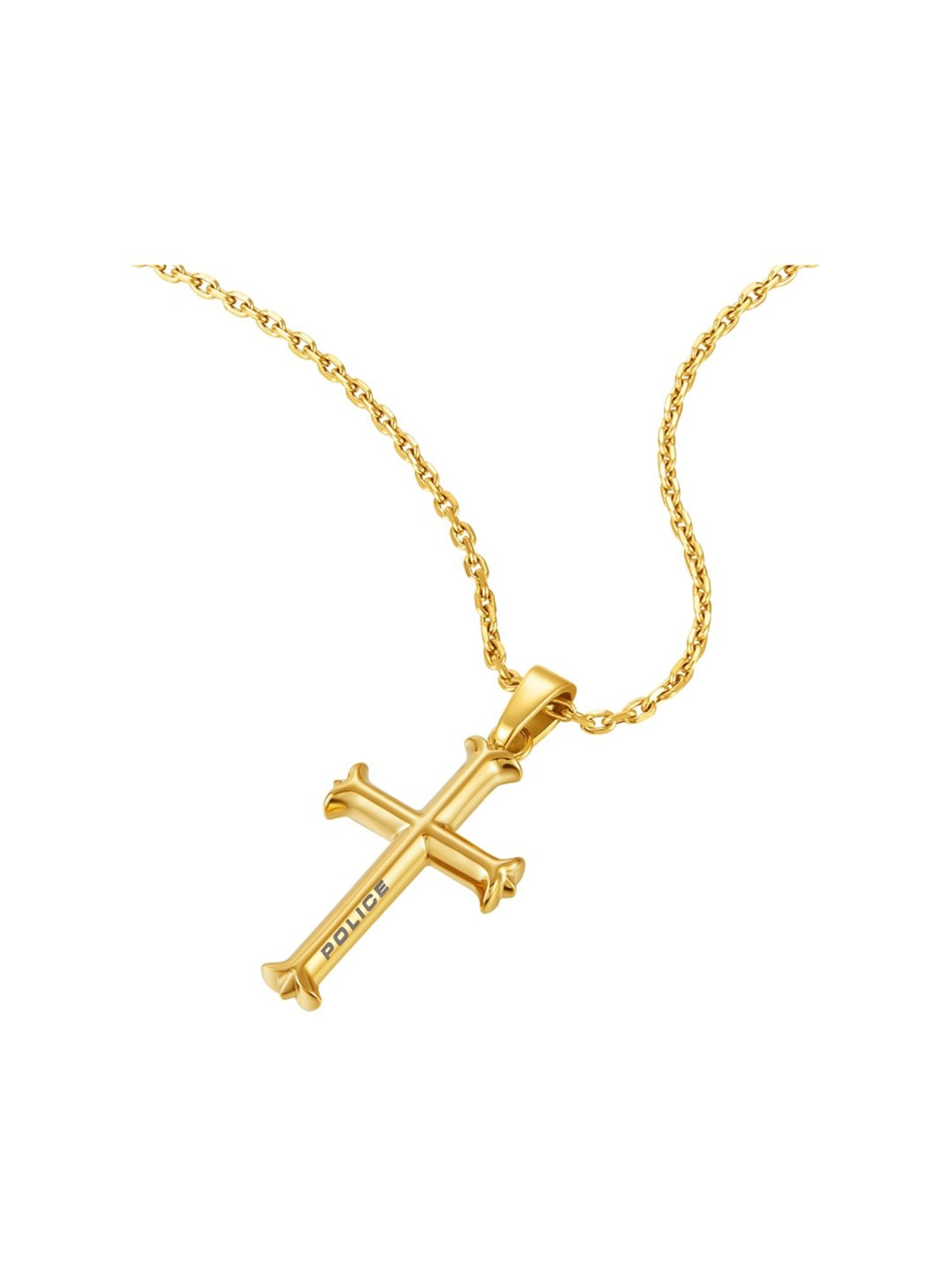 Police Gold-Plated Tacoma Ii Polished Cross Necklace for Men
