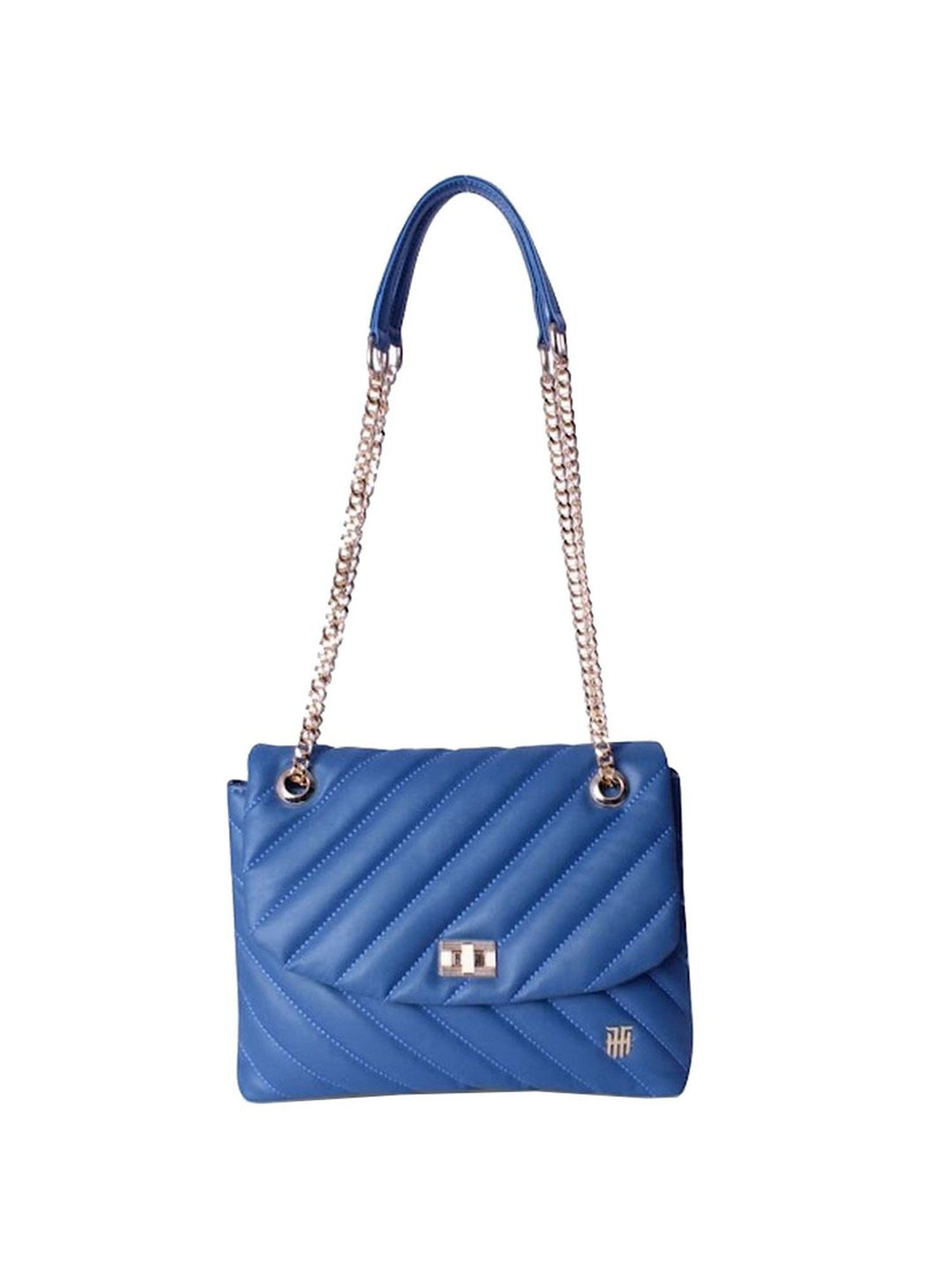 THE HOLISTIK Glamiitque Royal Blue Quilted Medium Sling Handbag