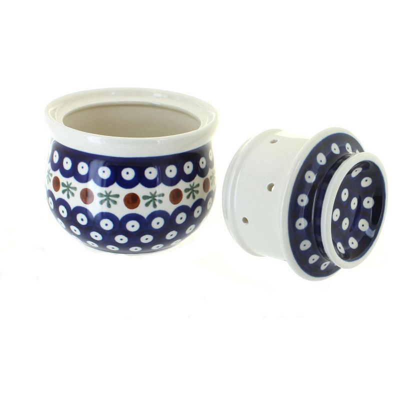 Blue Rose Polish Pottery Nature French Butter Dish