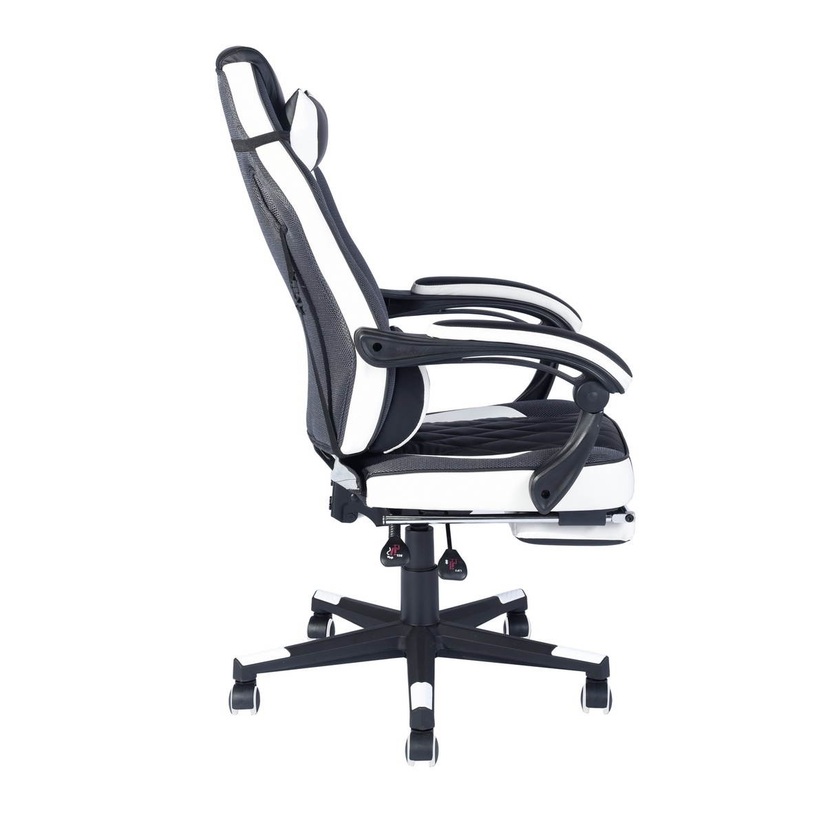 FurnitureR Gaming Chair Ergonomic High Back Computer Chair with Height Adjustment, Footrest and Headrest, White