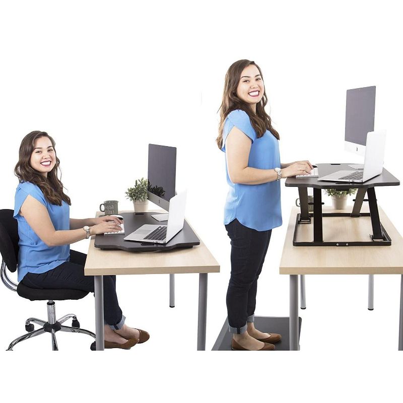 X-Elite Essential Standing Desk Converter with Pneumatic Height Adjustment &ndash; Black &ndash; Stand Steady