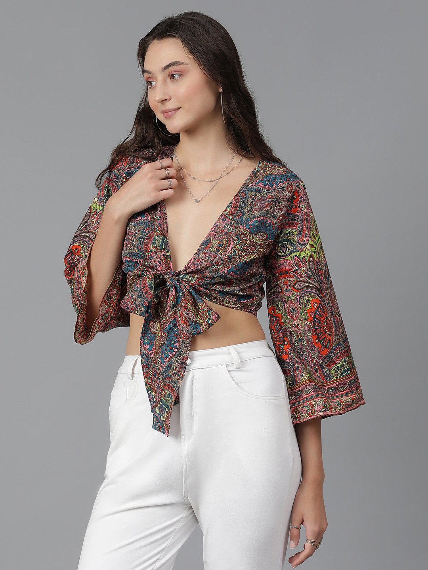 Kotty Multicolor Printed Crop Top