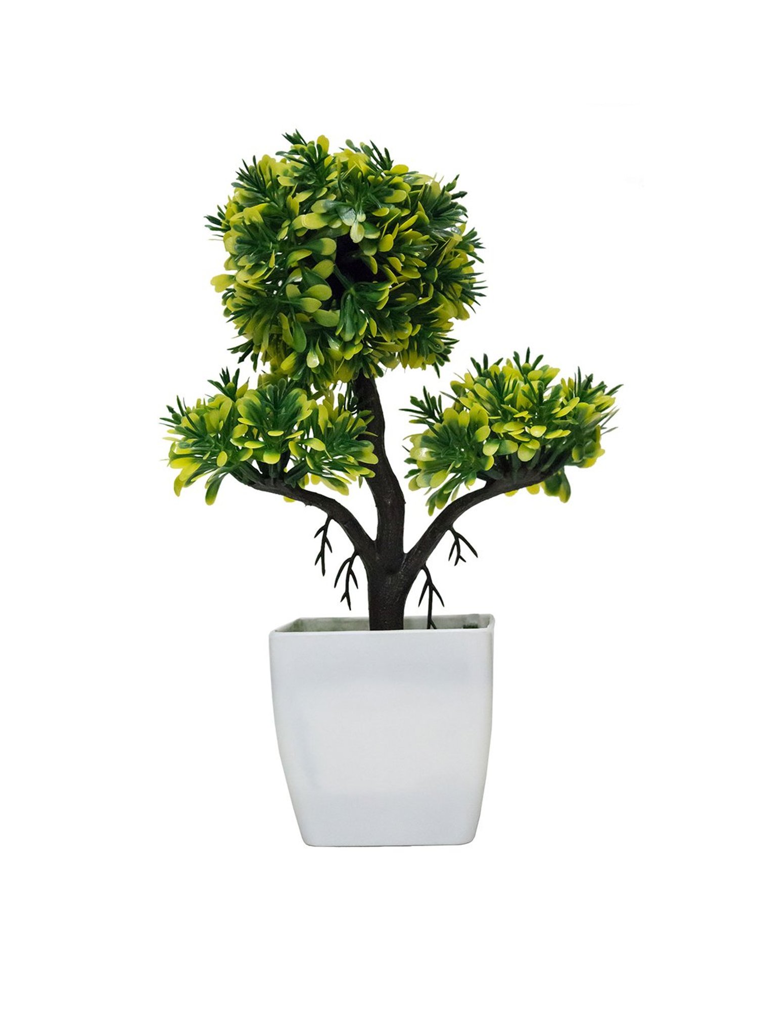Amflix Yellow Artificial Bonsai Plant With Pot