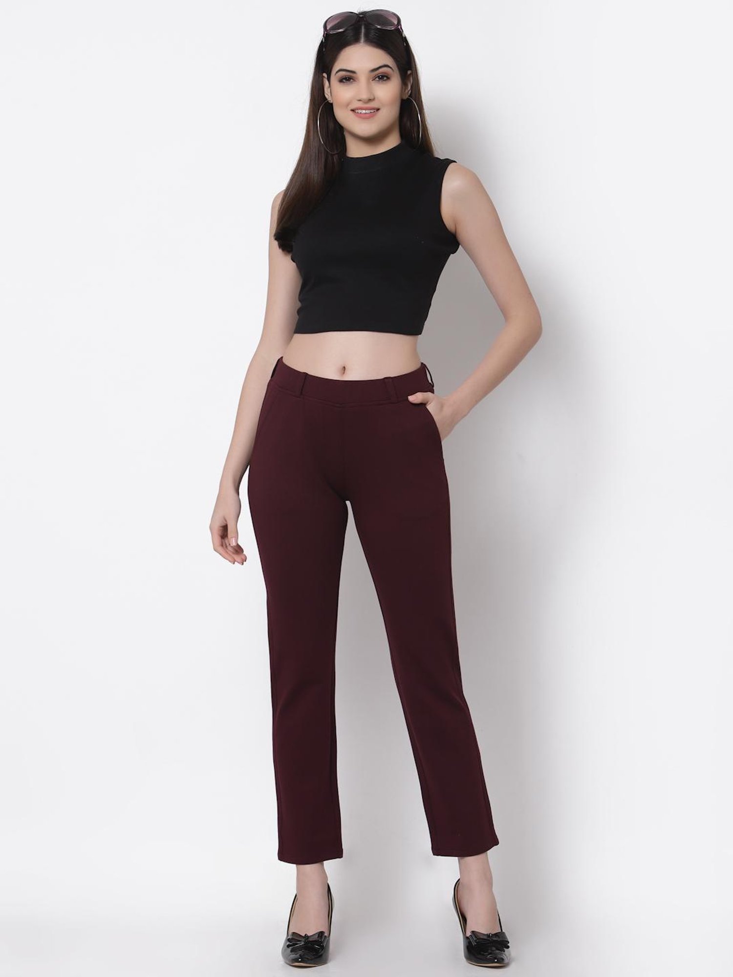 Westwood Maroon Straight Fit Jeggings