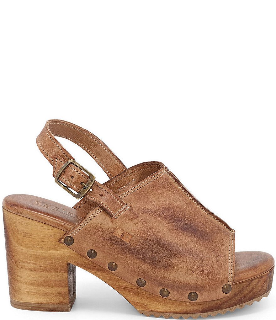 Bed Stu Marie Leather Block Heel Sling Back Platform Sandals