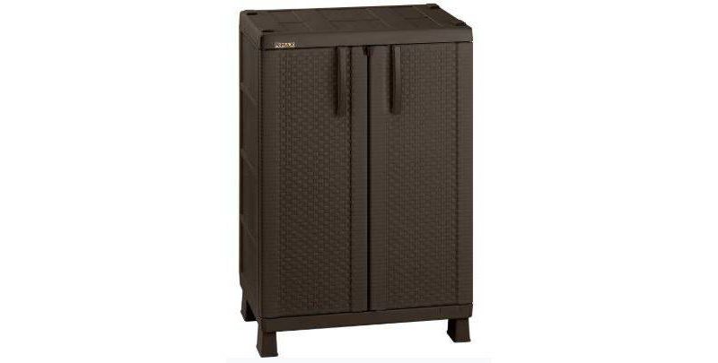 Resin Rattan Compact Cabinet Brown - Inval