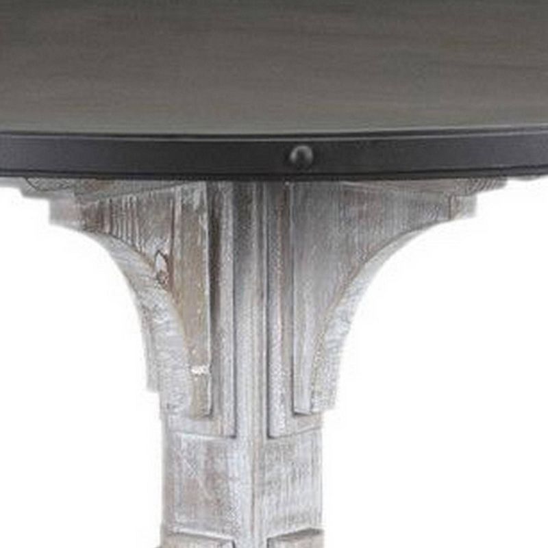 Round Dining Table with Pedestal Base Brown/Gray - Benzara