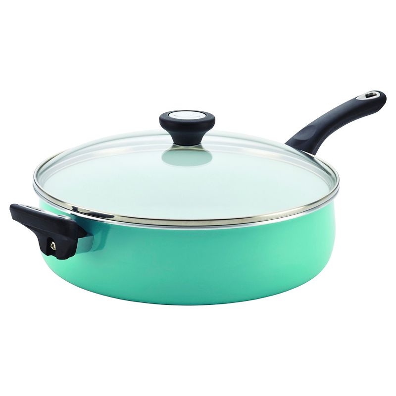 Farberware PURECOOK Ceramic Nonstick Cookware 5Qt Covered Jumbo Cooker with Helper Handle - Aqua