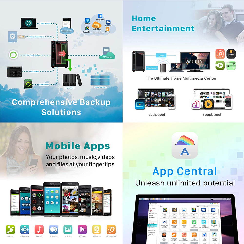 Asustor NAS AS5202T + 2TB WD Purple HDD (Two 1TB HDD Included)