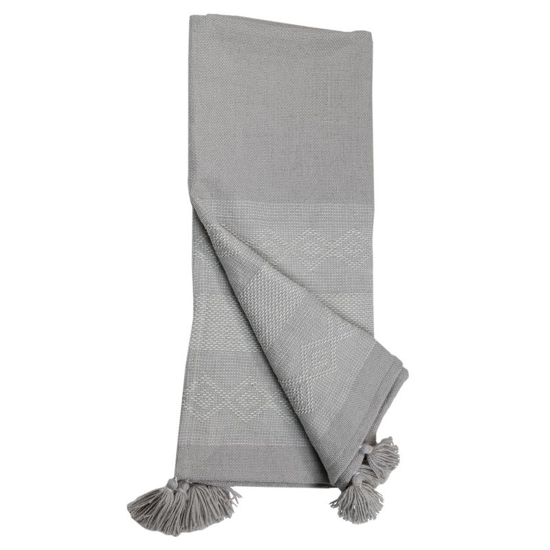 Diamond Pattern Hand Woven 50 x 60 inch Outdoor Safe Throw Blanket with Hand Tied Tassels - Foreside Home & Garden