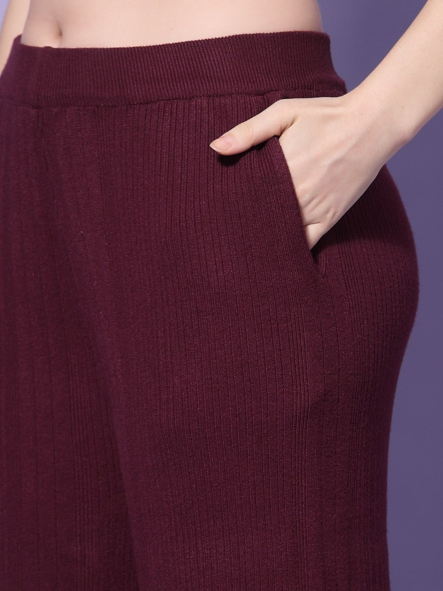 Mafadeny Maroon Mid Rise Palazzos