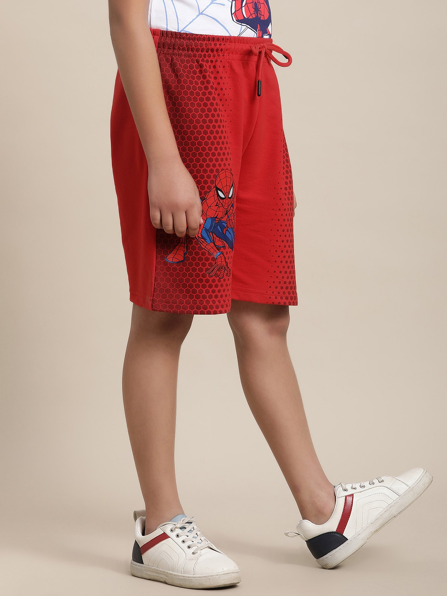 Kidsville Spiderman Printed Red Regular Fit Shorts For Boys