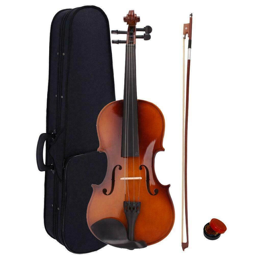 Christmas Gift Acoustic Violin 4/4 Full Size with Case and Bow Rosin Natural