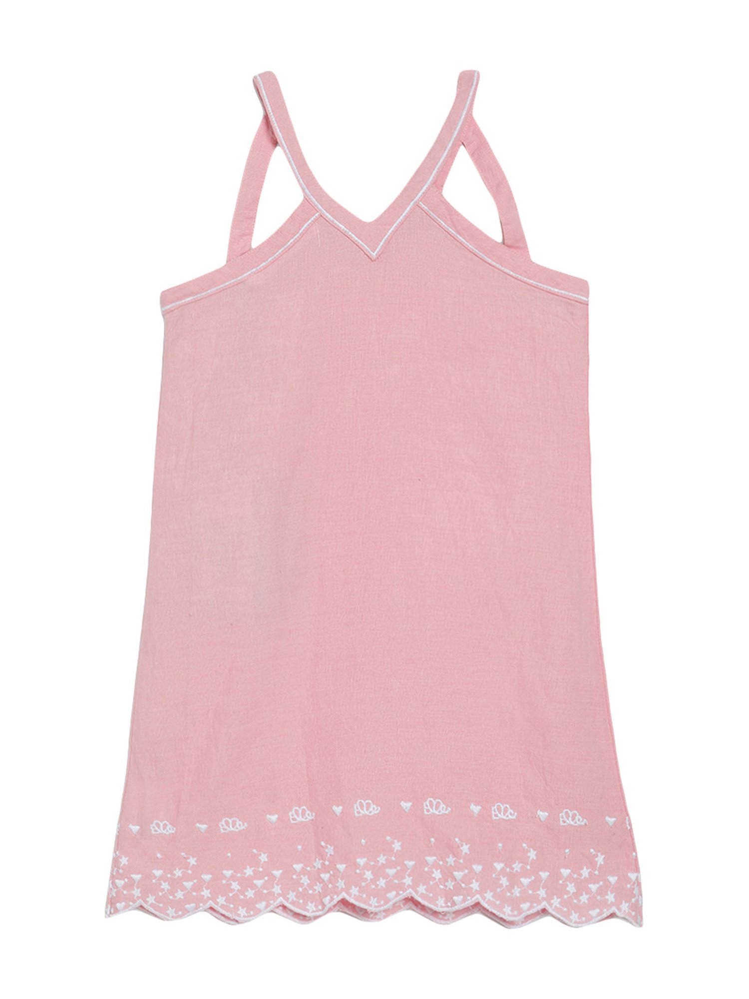 Elle Kids Pink Cotton Embroidered Dress