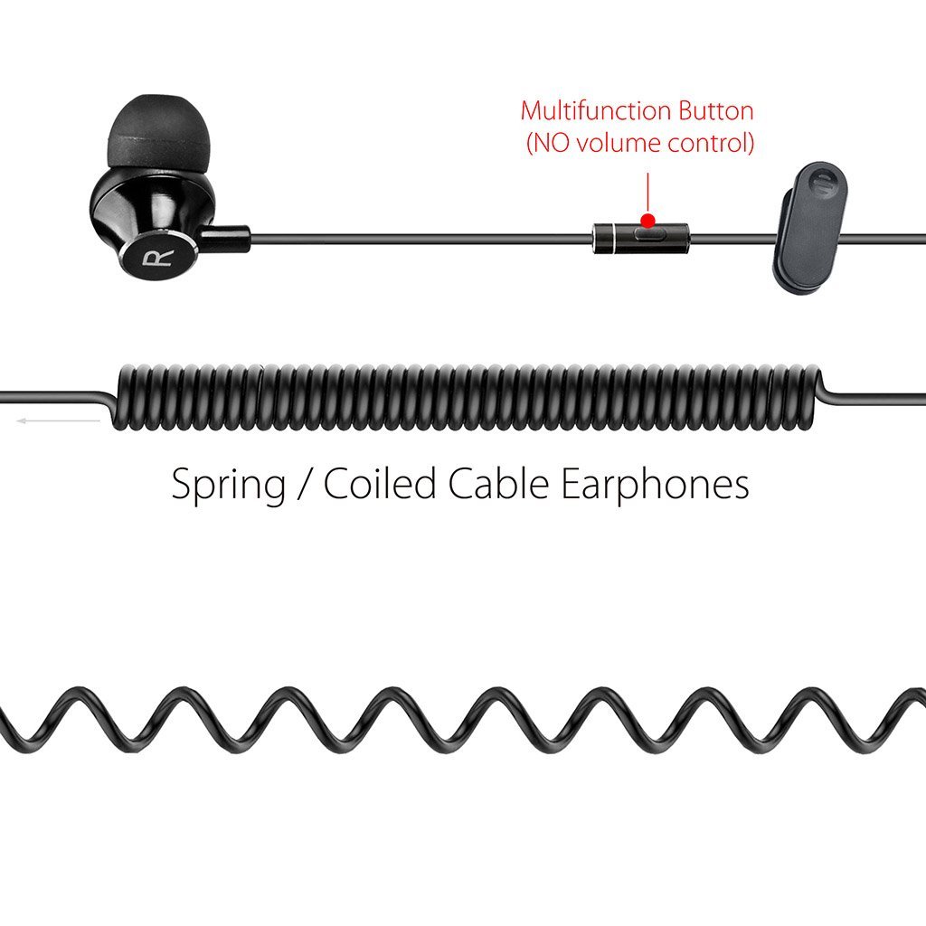 Headphones for TV with LONG CORD Earbuds, 12FT/3.5M Extension Cable Earphones Ear buds for PC, 3.5mm Audio Output, Metal Stereo In-Ear Wired Bass Headset with Spring Coil Wire - Avantree HF027