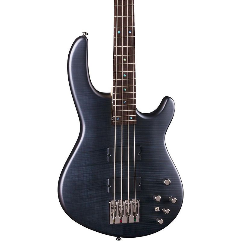 Dean Edge 4 Flame Top Electric Bass Transparent Black Satin