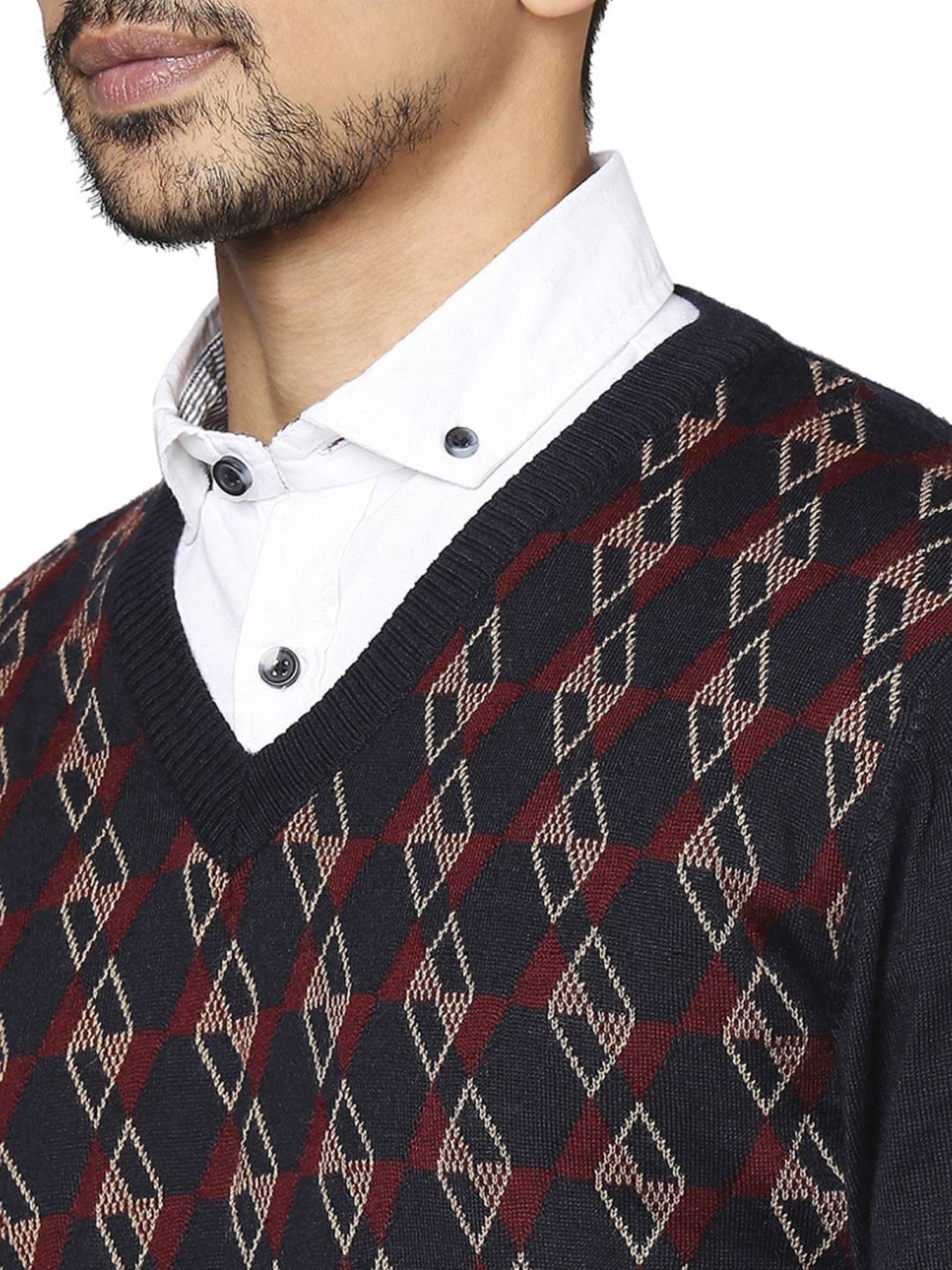 Raymond Blue  Regular Fit Printed Sweaters