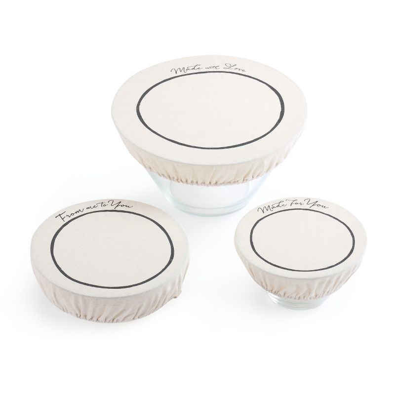 DEMDACO Made with Love Dish Covers Set of 3 11 x 11 - White