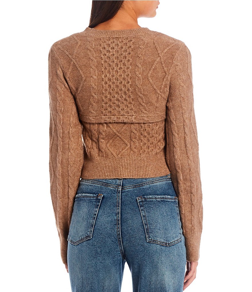 GB Round Neck Fuzzy Eyelash Sweater