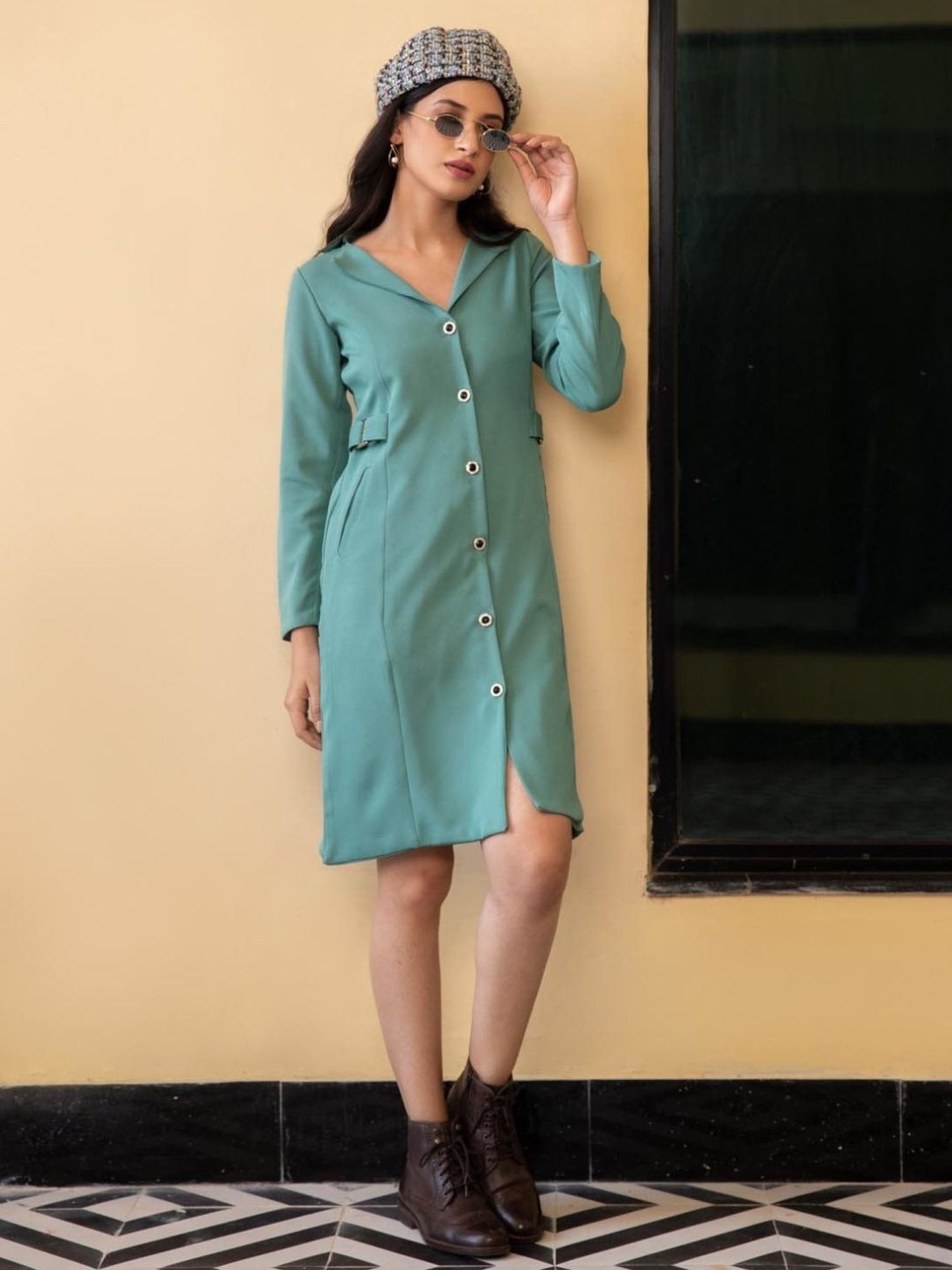 BInfinite Sage Green Shirt Dress