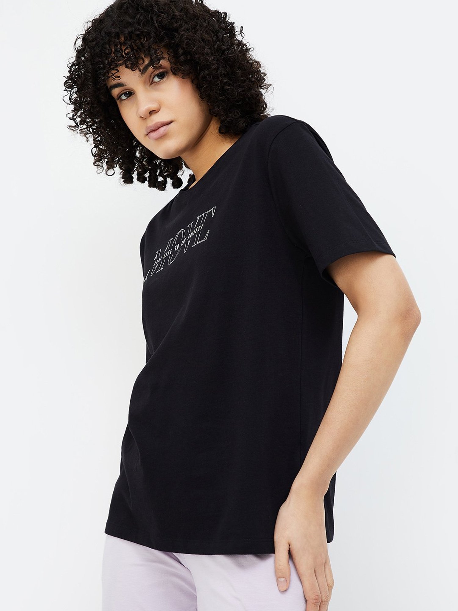 KAPPA Black Cotton Graphic Print T-Shirt