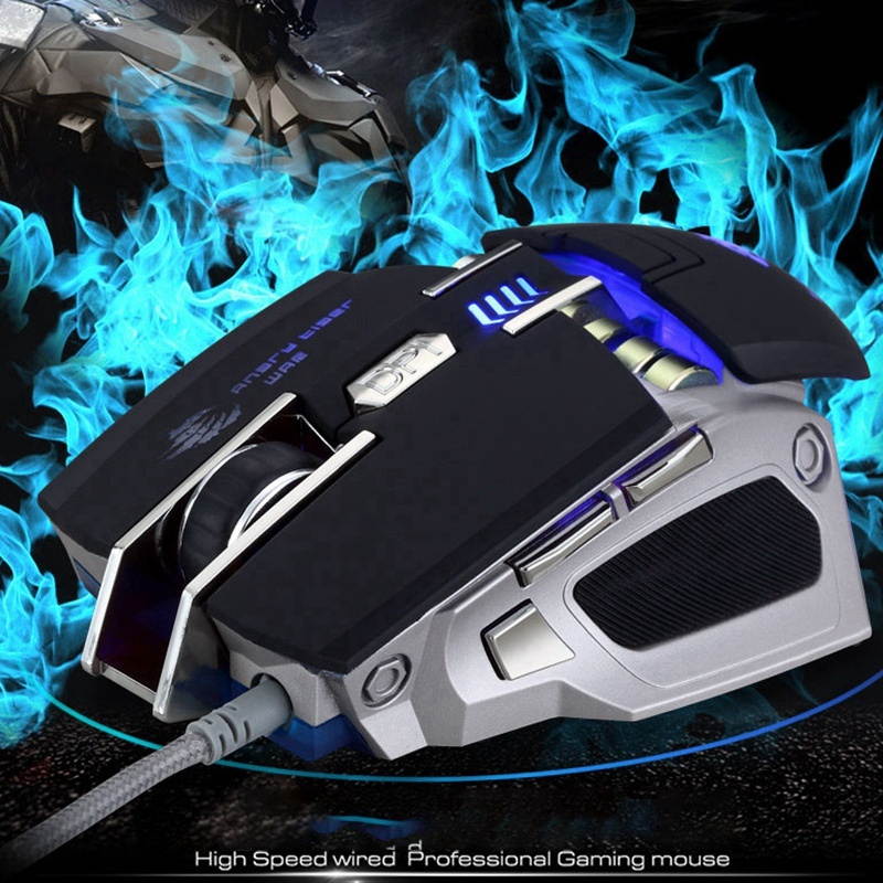 KCPDS Gaming Mouse Ergonomic Wired Mouse 7-Key RGB LED 3200 DPI USB Computer Mouse Wired Gaming Mouse with Backlight for PUBG FPS White