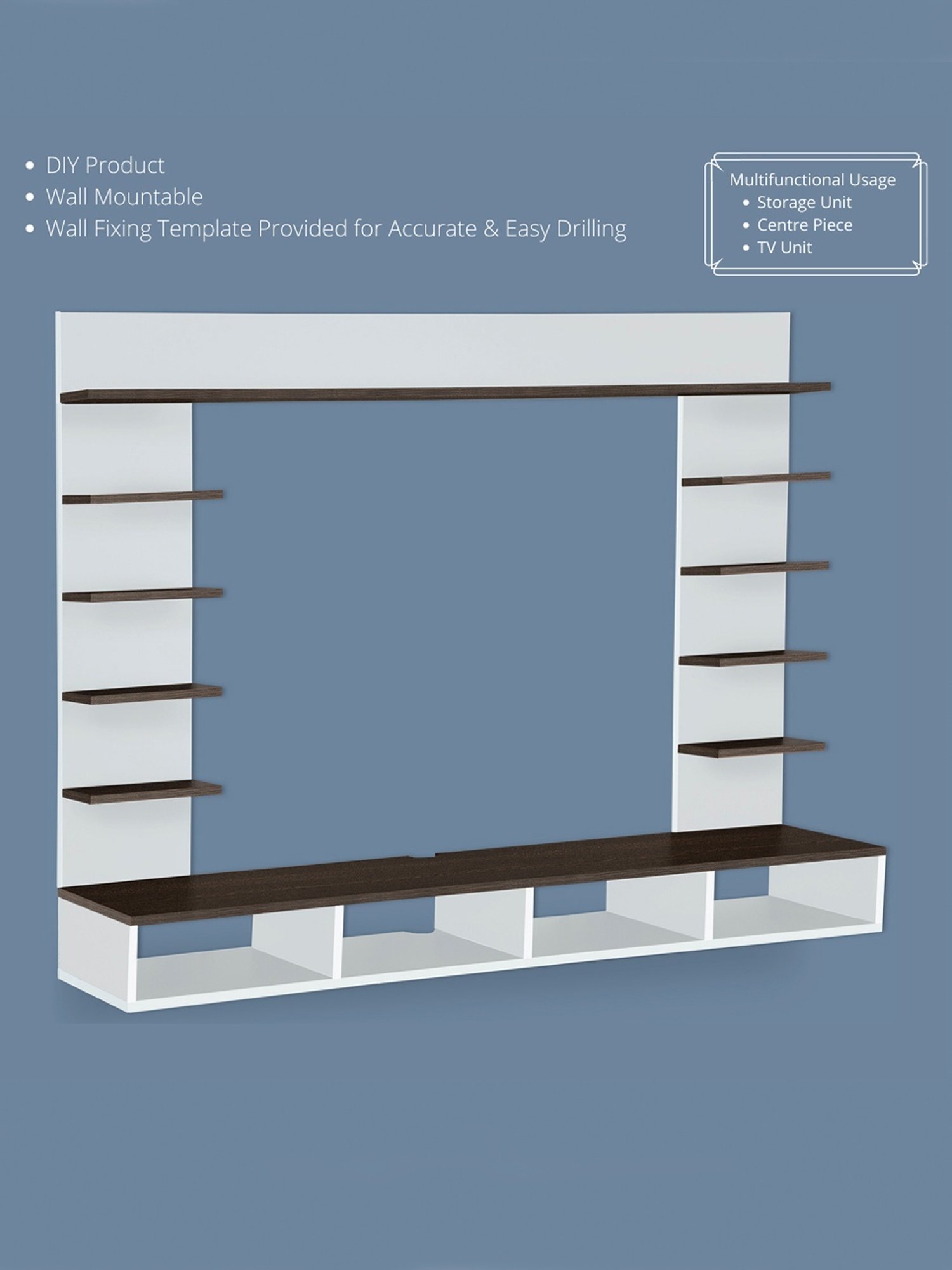 Delite Kom Flex Flowery Wenge & Acacia Dark Engineered Wood TV Entertainment Unit