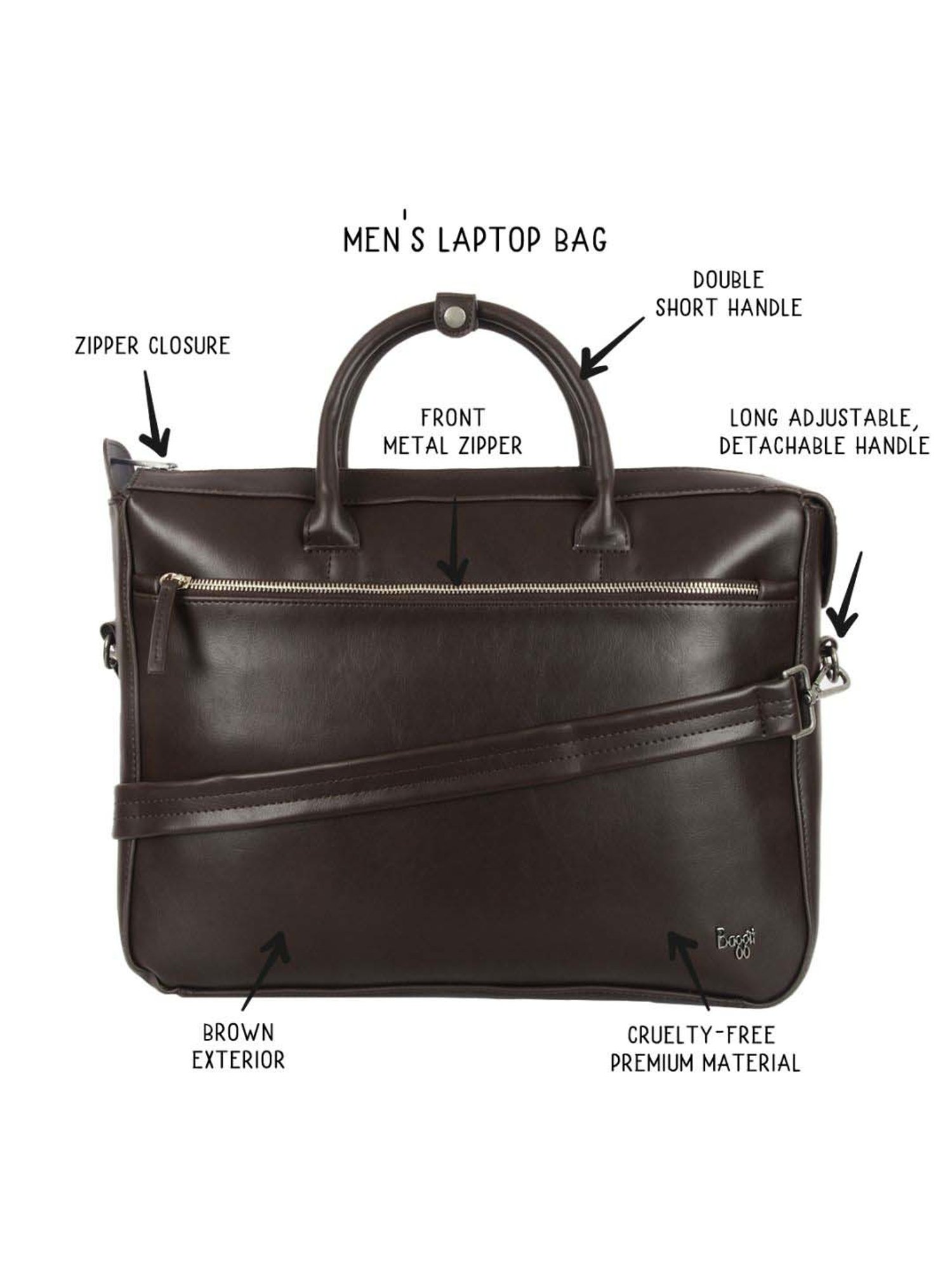 Baggit Brown PVC Solid Laptop Messenger Bag