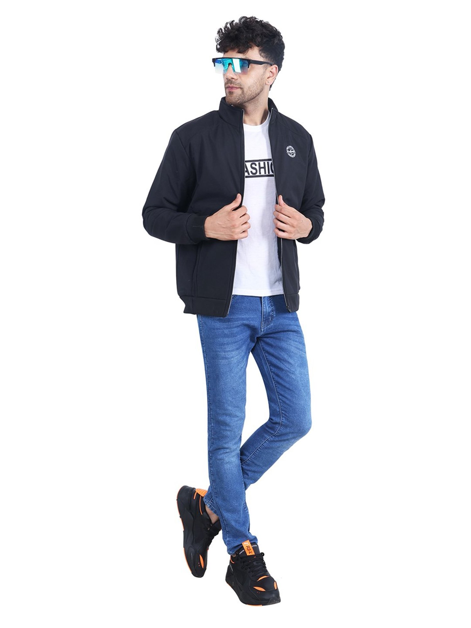 Dollar Black Regular Fit High Neck Jacket