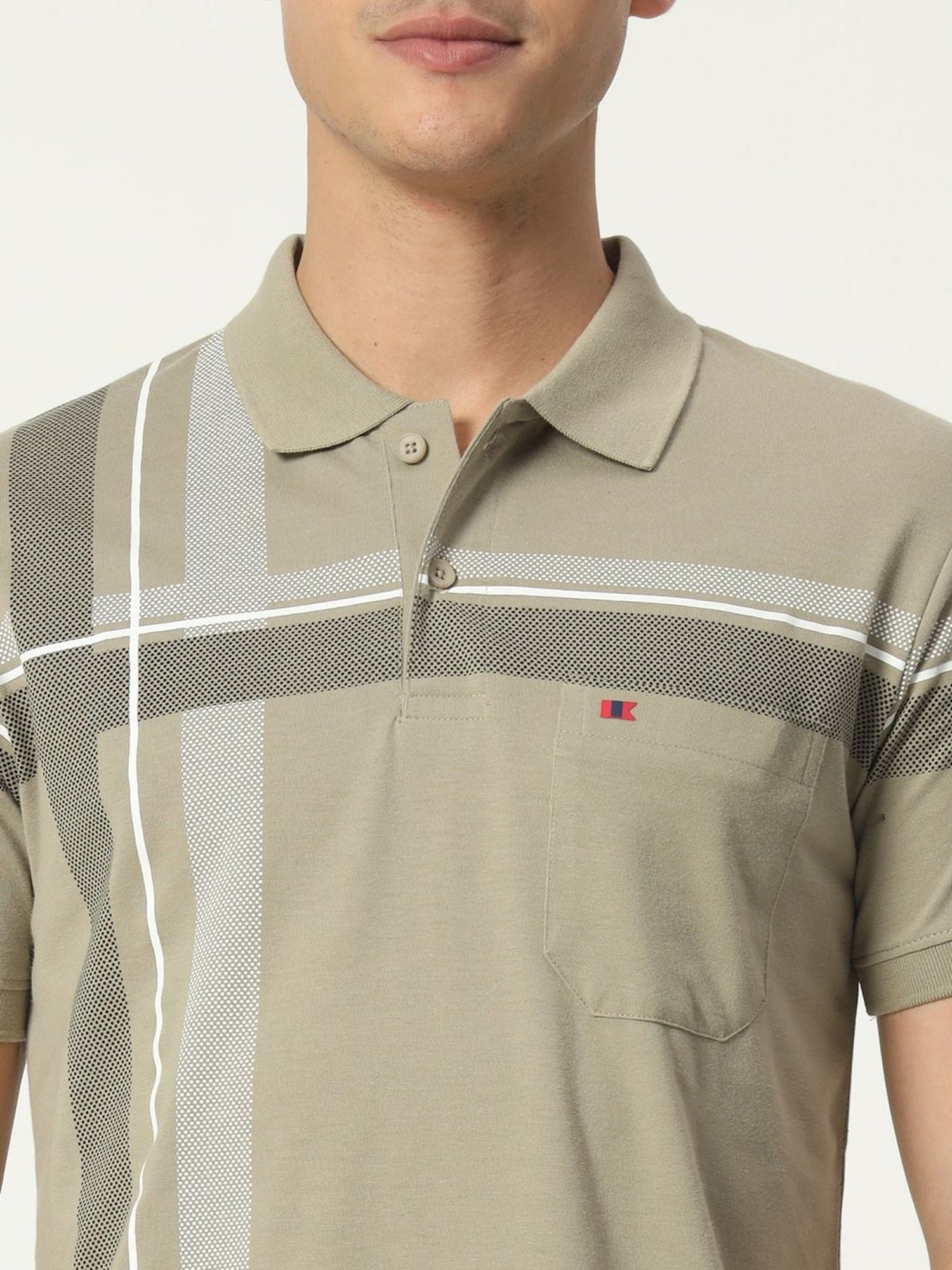 Tab91 Green Regular Fit Checks Polo T-Shirts