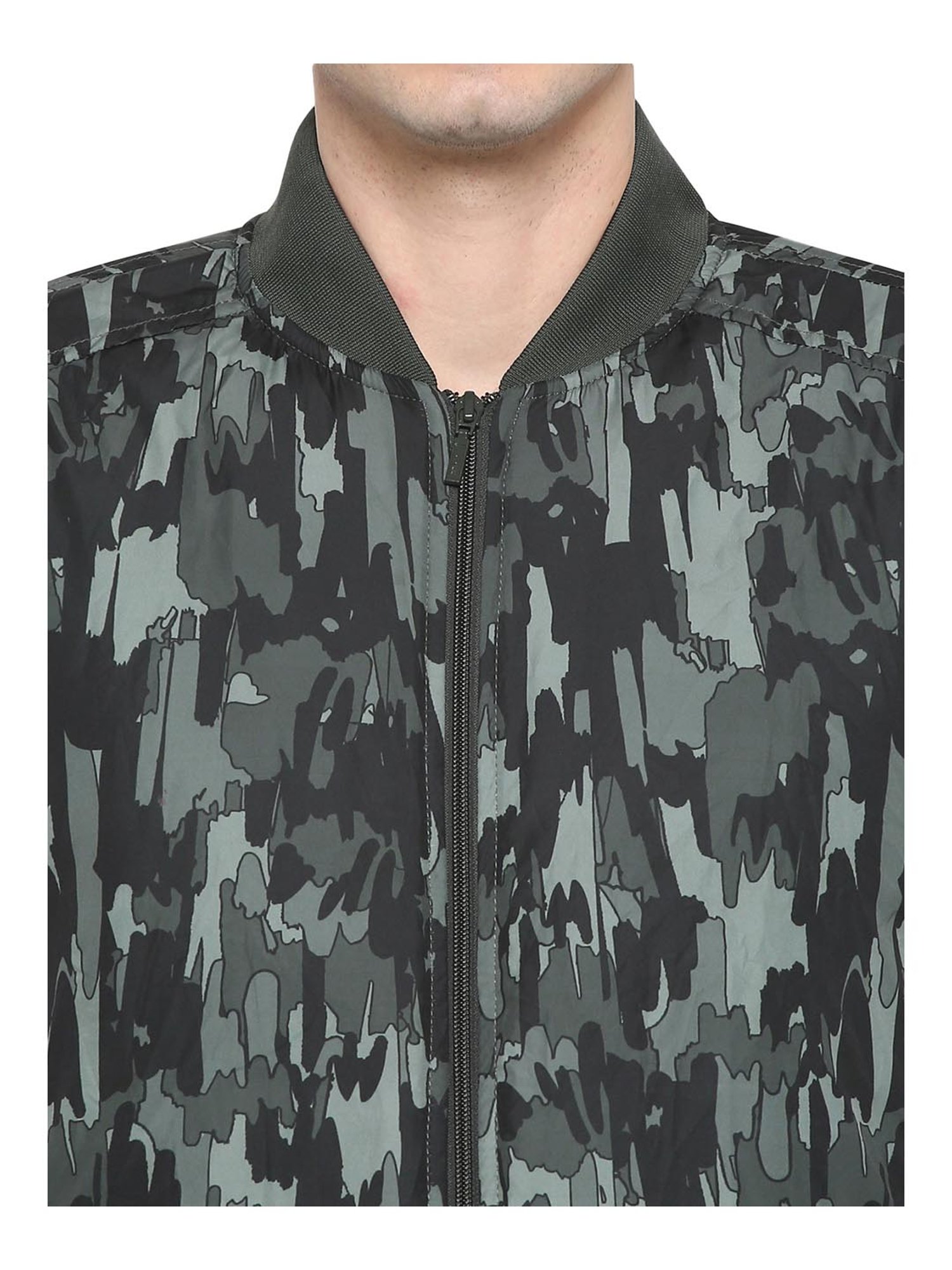 Red Chief Olive Full Sleeves Mandarin Collar Jacket