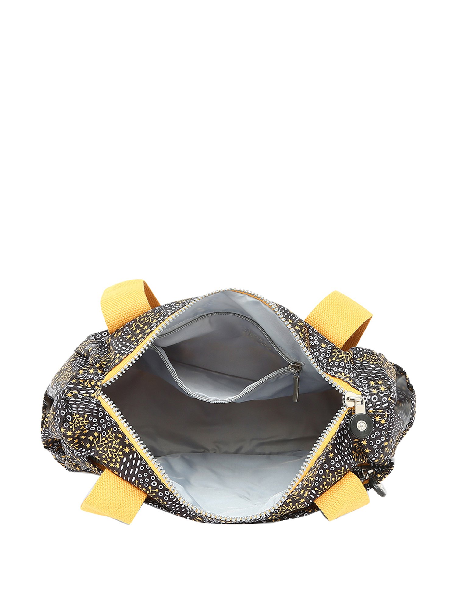 Baomi Black & Yellow Printed Medium Shoulder Bag