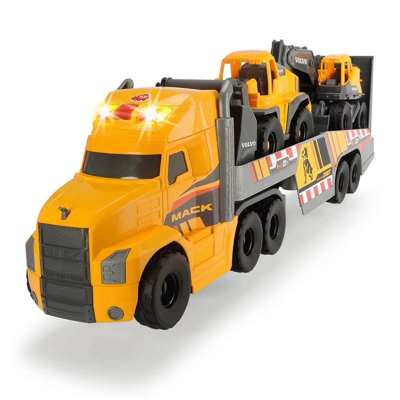 Dickie Toys 28" Mack Truck with 2 Volvo Construction Trucks