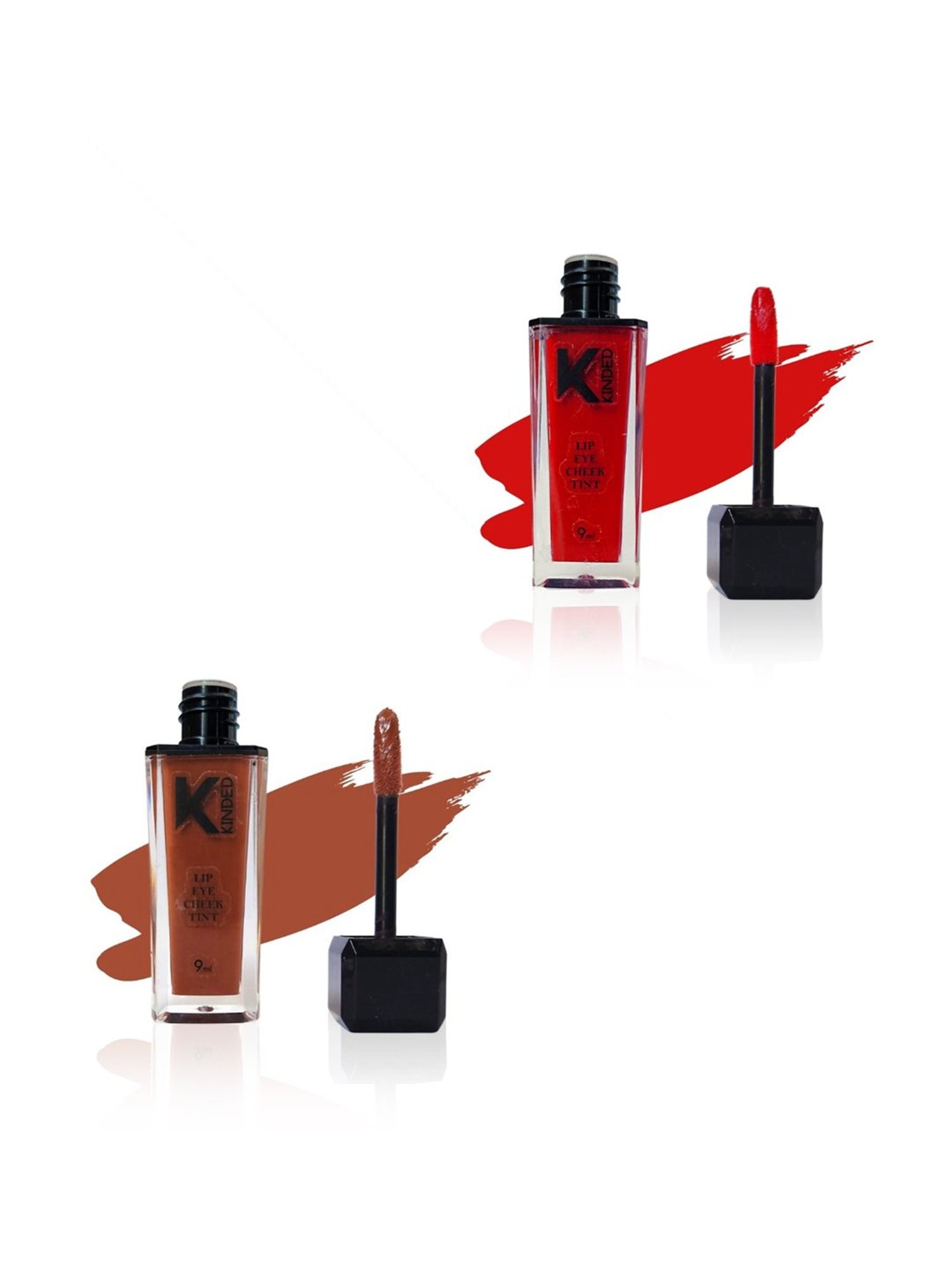 KINDED Lip Eye Cheek Tint Brick Red & Brown Temptation Combo
