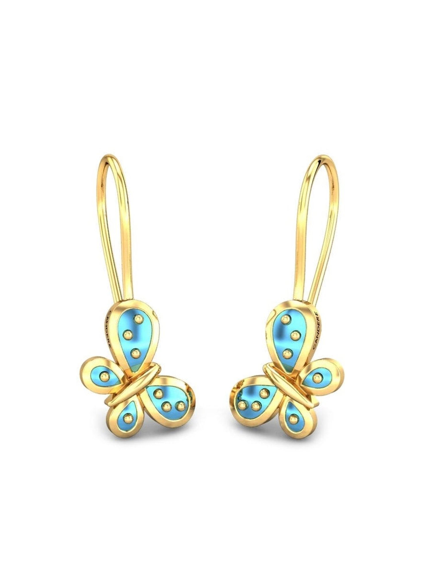 Candere by Kalyan Jewellers 18k BIS Hallmark Yellow Gold Drop Earrings