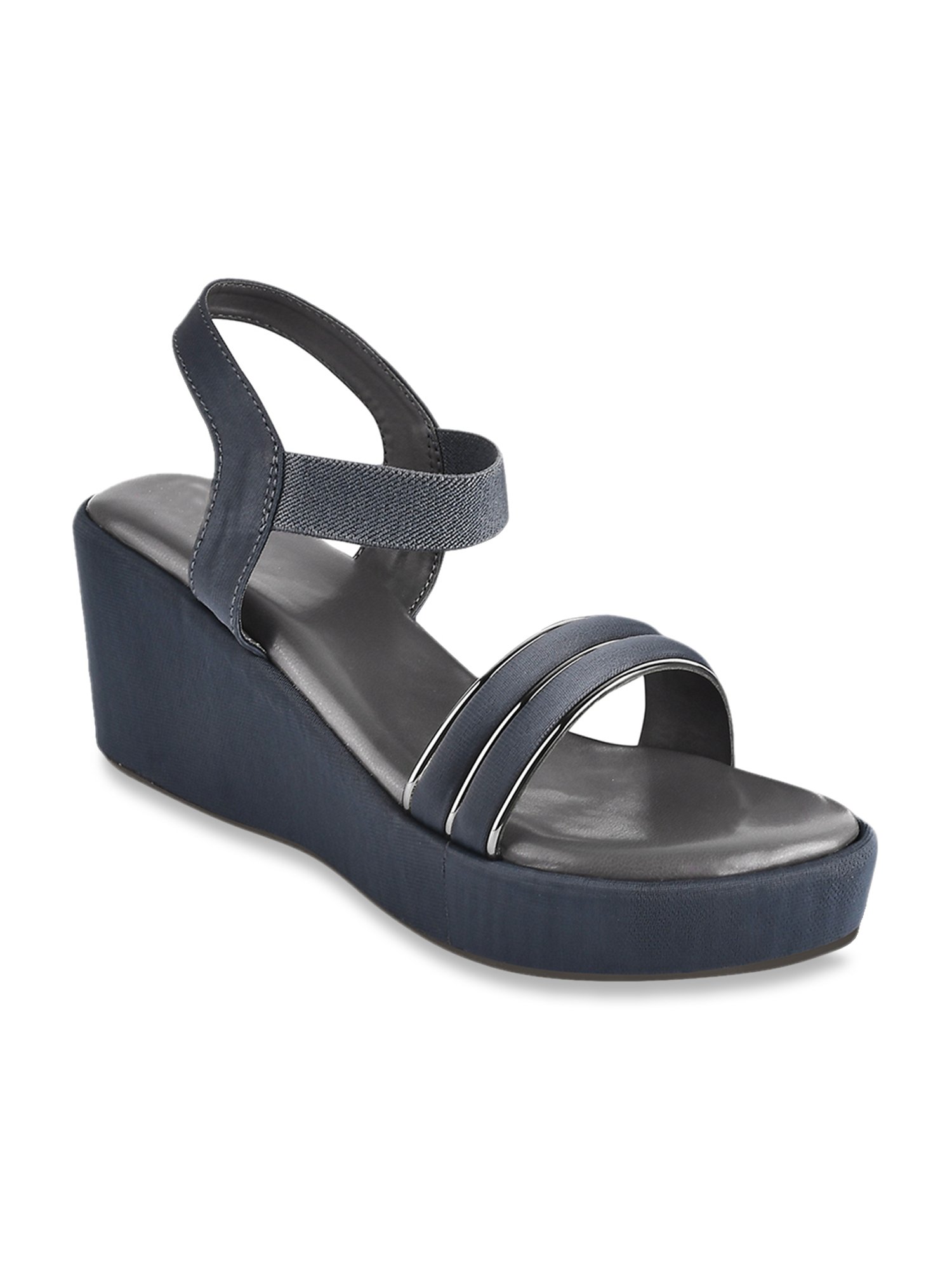 The White Pole Women's Grey Ankle Strap Wedges
