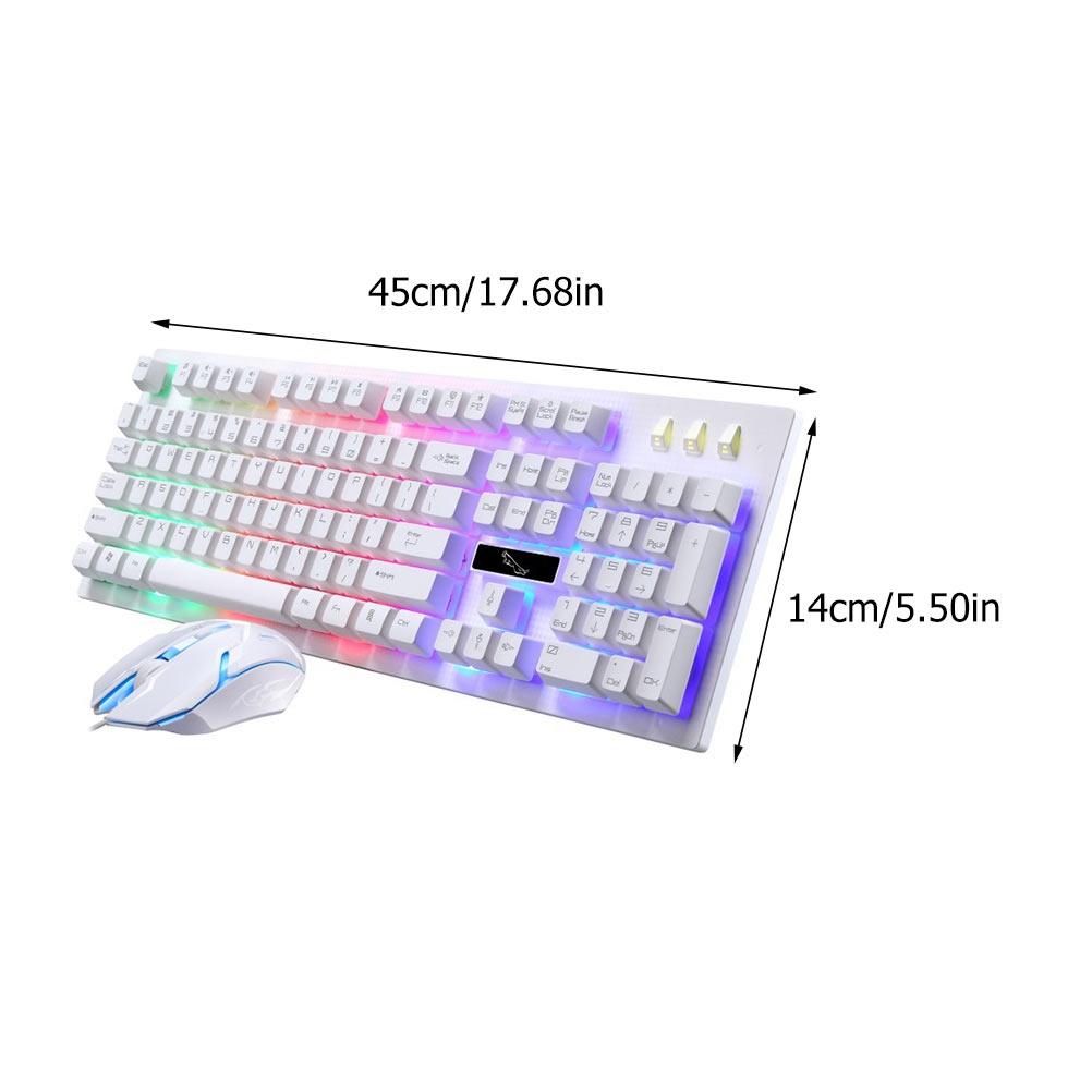 UKCOCO Gaming Keyboard Mouse Combo Wired,RGB LED Backlit Computer Gaming Keyboad,Lighted PC Gaming Mouse, for PC Games Gamer Working, White